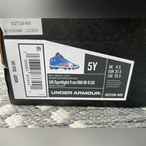 Under Armour Cleats Boys 5 Red White Blue 5Y UA spotlight USA football shoes - Picture 3 of 16
